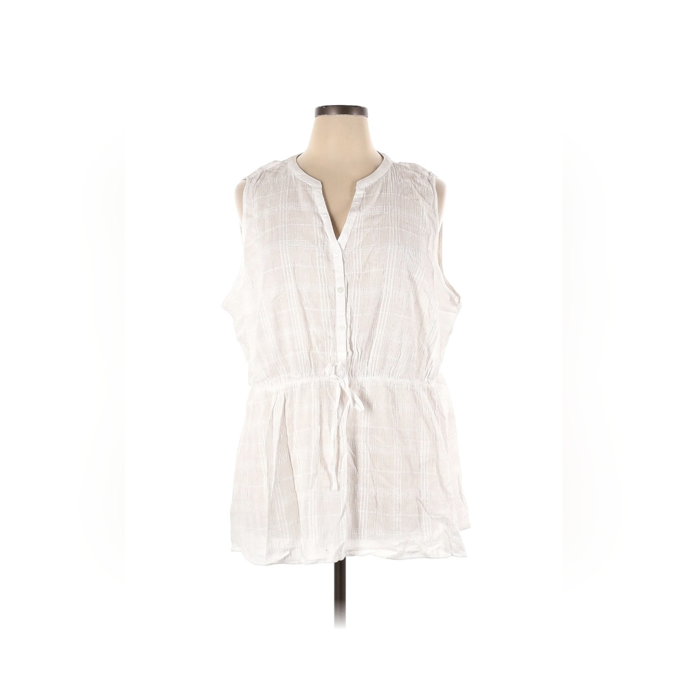 Lagenlook NWT Lane Bryant Sleeveless White Summer Top (20)